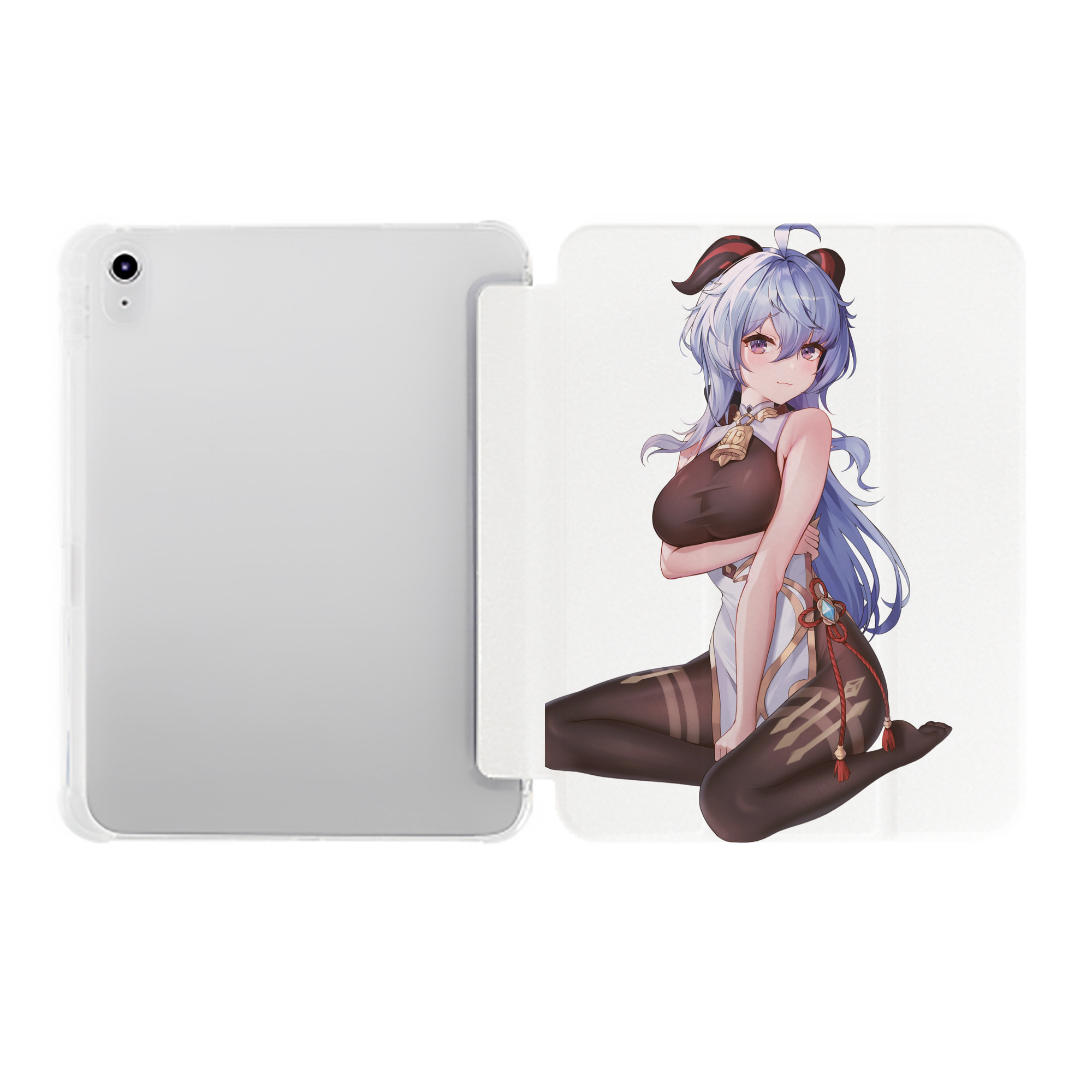 げんし神 甘雨 かんう genshin Ganyu IPad ケース ペン収納付き 三つ折りスタンド PUレザー×シリコン 対応機種9.5/10.5/10.9インチ
